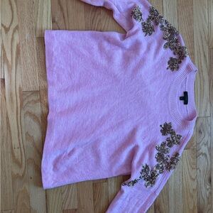 J. Crew Pink Sweater with Gold Embellishments